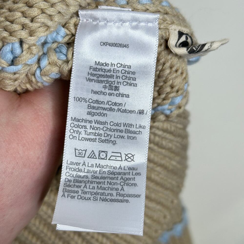 MADEWELL Textured Cotton Crewneck Sweater Stripe Cream Pale Blue Sz M $98 {3A45} - Picture 6 of 7